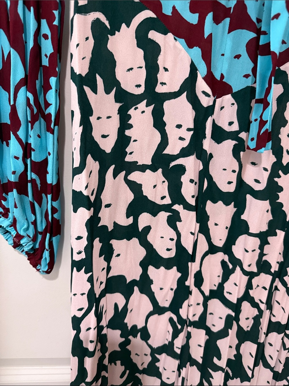 Missoni Face Print Tie-Neck Maxi Dress in Teal and Pink - Picture 3 of 5